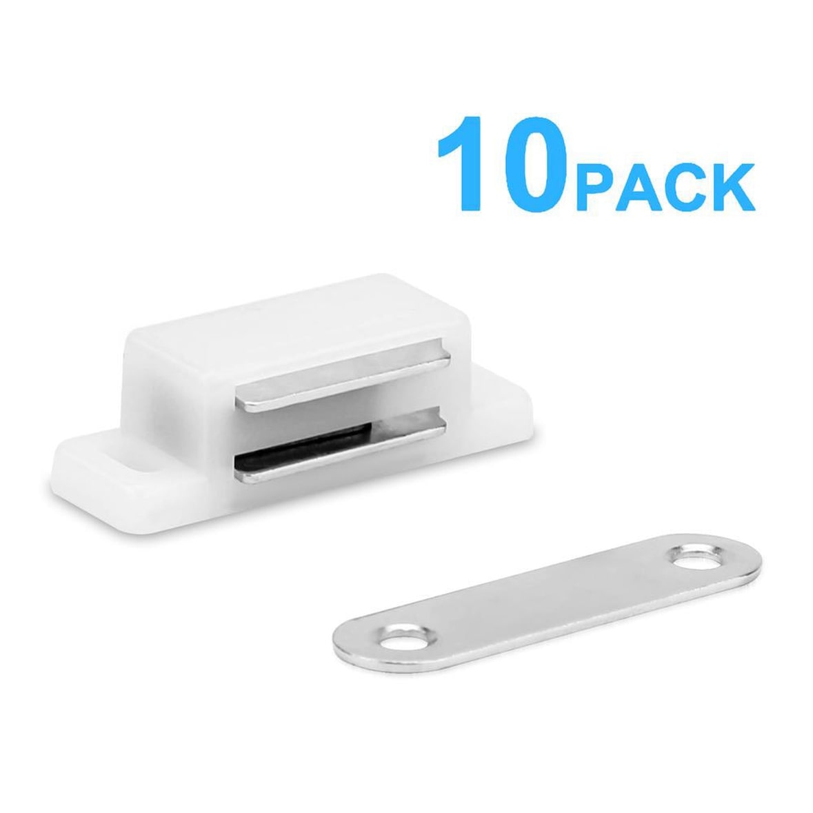 Intirilife 10x Magnetschnäpper in WEISS - 4.6 x 1.5 cm - Magnetischer Türschließer mit einer Haltekraft von 3-4kg