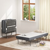 thumbnail of Klappbett 190x96 Twin Gästebett faltbar mit Komfort-Matratze, Metallrahmen, Rollen, platzsparend, mobil, hohe Belastbarkeit, Schwarz