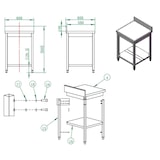 thumbnail of Tavolo lavoro in acciaio inox con ripiano 60x60x85 cm e alzatina