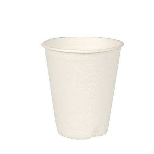40 Trinkbecher, Zuckerrohr `pure` 0,2 l Ø 8 cm · 9,1 cm weiss für Heißgetränke