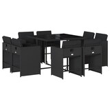 thumbnail of vidaXL 9-tlg. Garten-Essgruppe mit Kissen Schwarz Poly Rattan