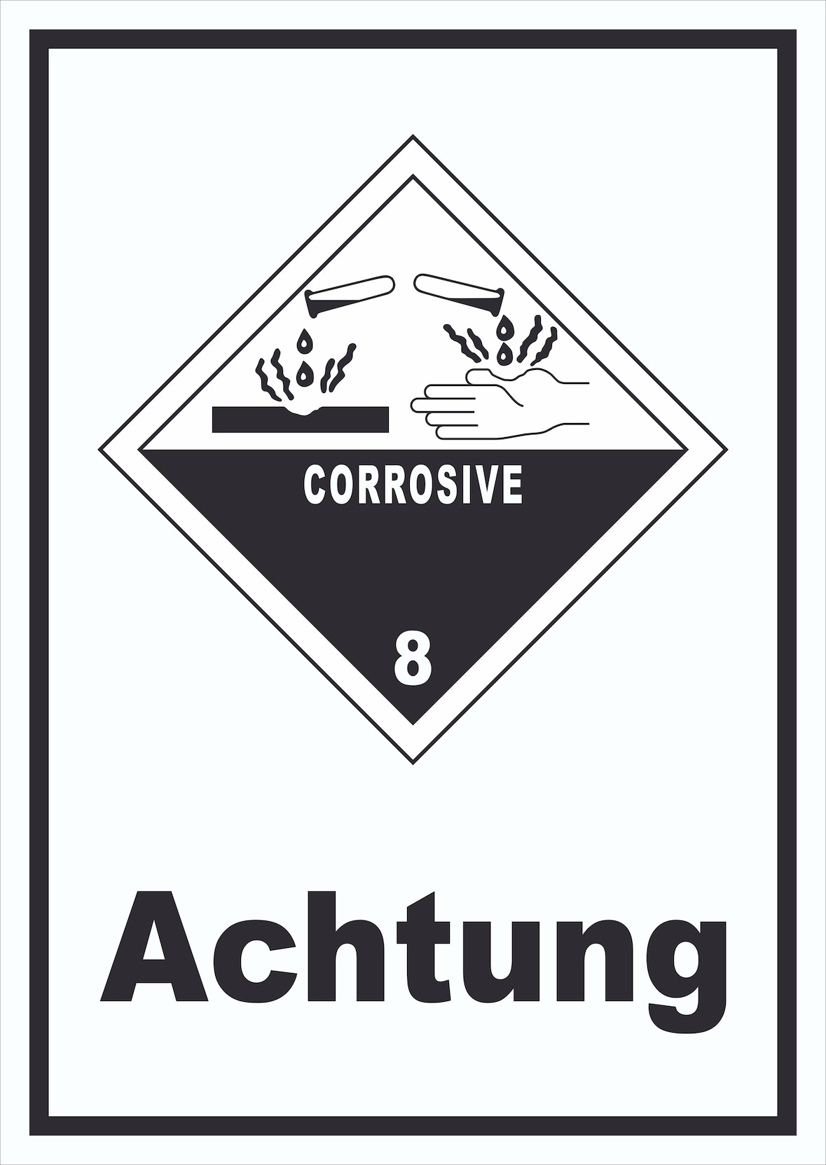 Schild Ätzende Stoffe Achtung Corrosive hochkant A5 (148x210mm)