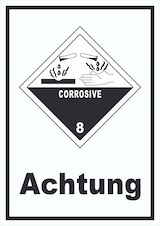 thumbnail of Schild Ätzende Stoffe Achtung Corrosive hochkant A5 (148x210mm)