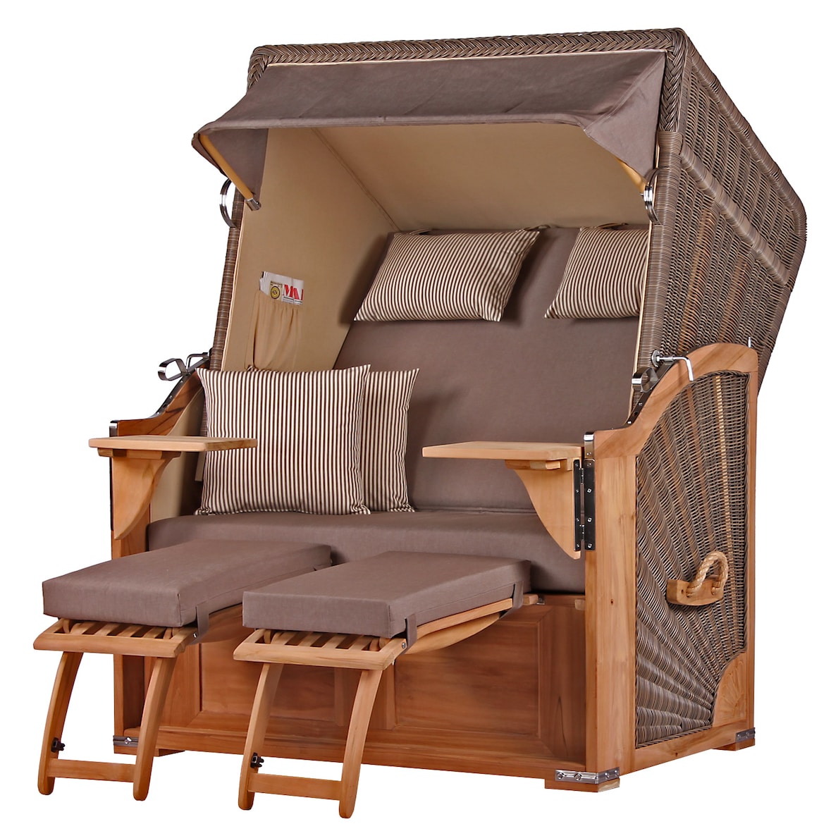 Strandkorb Komplettset - bene living - Schaalsee Teak - PE grau - Modell 534 - inkl. Liftersystem
