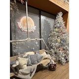 thumbnail of 1 Kuscheldecke 130x170cm Wohndecke mit Hirschkopf Motiv Fleecedecke Decke Weihnachtsdecke Winterdecke Weiß