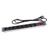 thumbnail of Bloc multiprise PDU avec interrupteur, protection contre les surcharges, 8 prises schuko (type F), 2.15 m, 3G1.5, usage intérieur, noir/rouge
