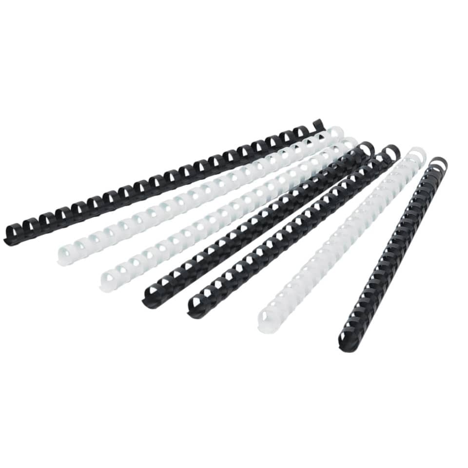 Plastik-Binderücken, 10 mm, für 65 Blatt, weiß, 100 Stück