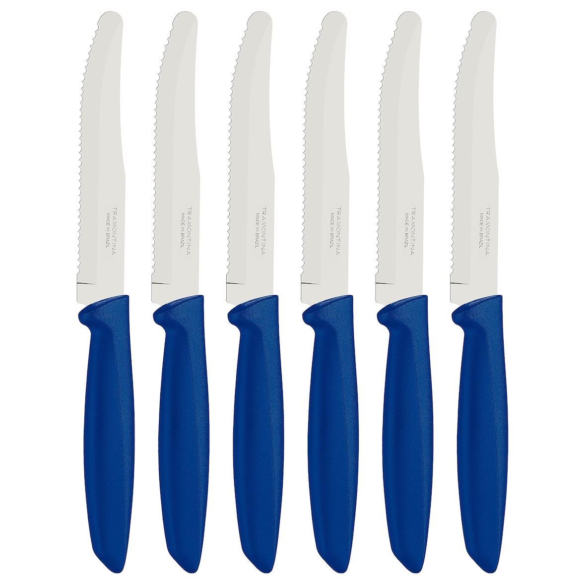 Plenus Set 6 Coltelli Tavola Blu con Seghettatura