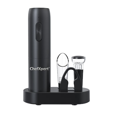ChefXpert - Sacacorchos Eléctrico Abridor de botellas, Recargable, Vertedor, Tapón de Vacío, Cable USB