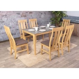 thumbnail of Conjunto de 6 cadeiras de sala de jantar HWC-M58, cadeira de cozinha cadeira de braços, tecido/têxtil madeira maciça ~ estrutura de cor clara, taupe