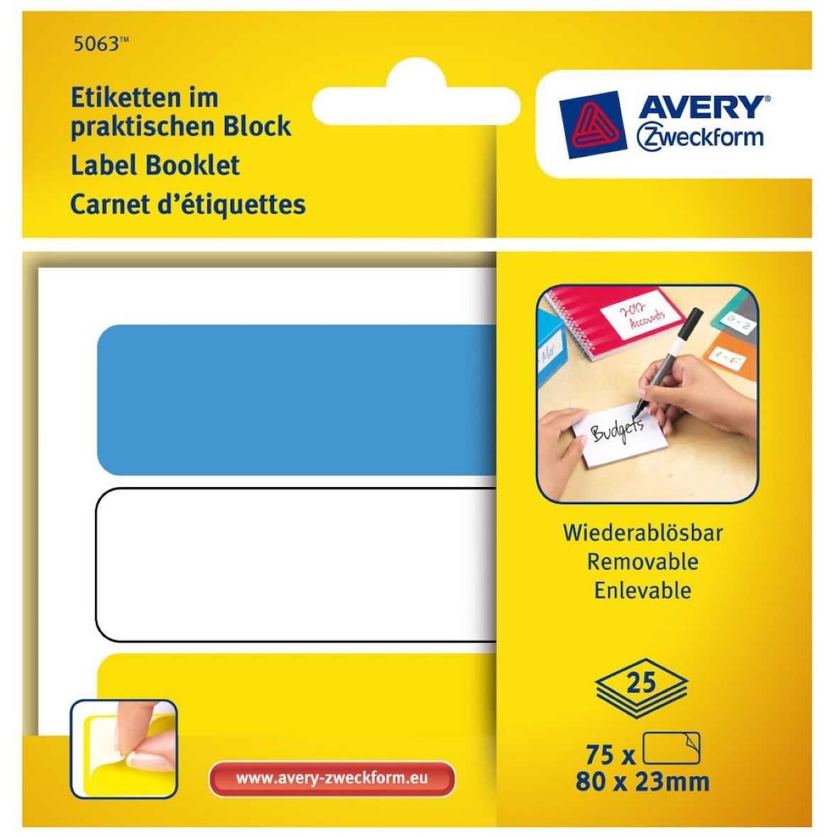 Etiketten im Block 80x23mm Bunt Wiederablösbar 75x Stück