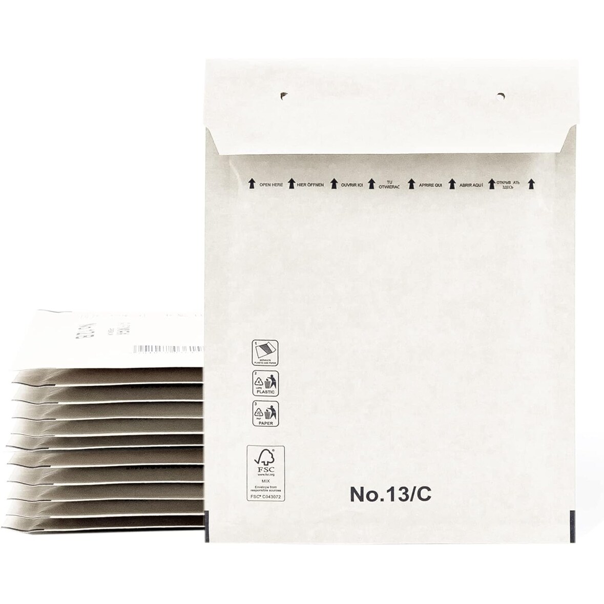 OFITURIA Sobres Acolchados de Papel Burbuja Interior, Bolsas para Envíos con Capacidad para Documentos de hasta 180x265mm (10 sobres, blanco)