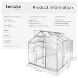 thumbnail of tectake invernadero aluminio anodizado cimientos paneles térmicos transparente 185x250x195 cm robusto durable