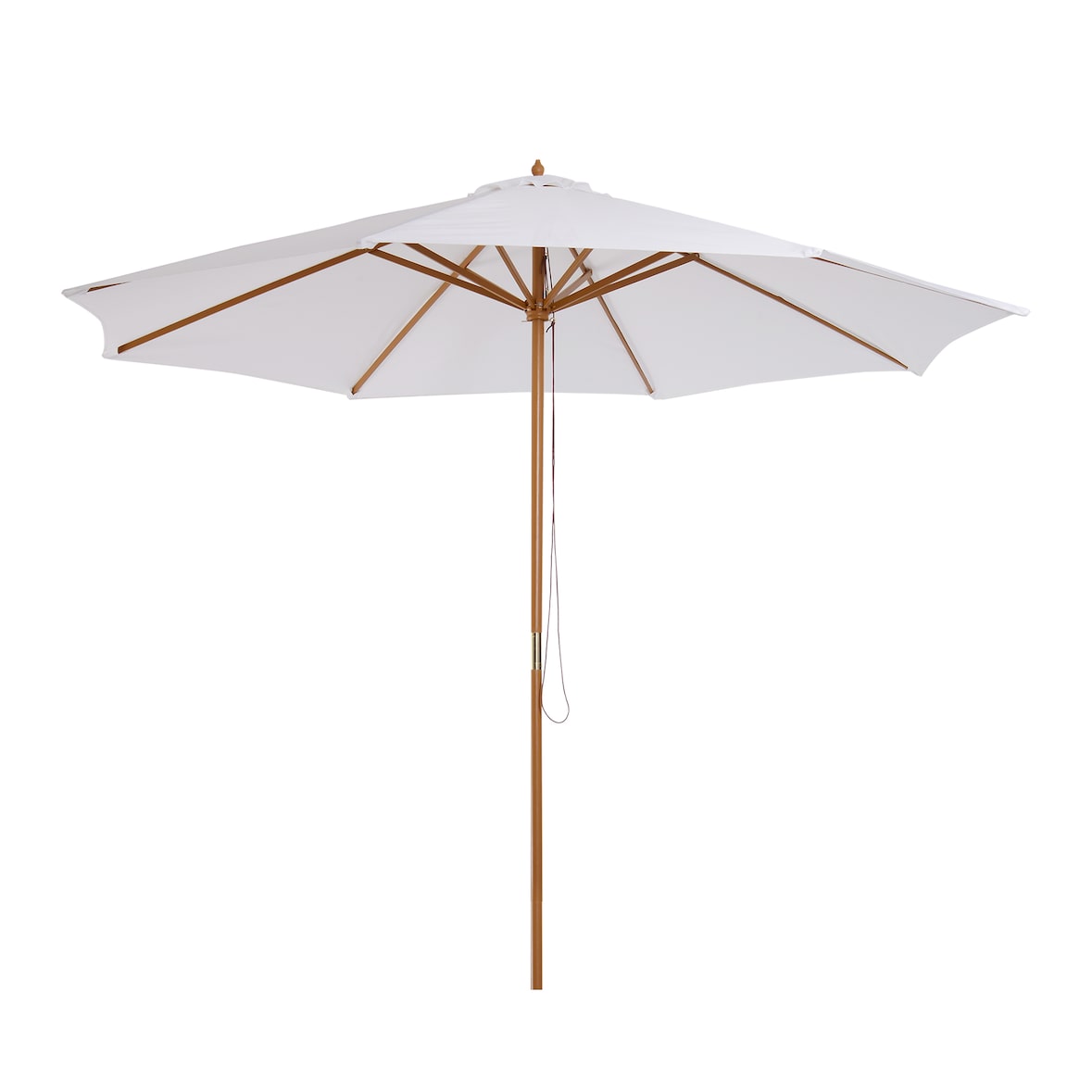 Sombrilla Parasol de Jardín Ø300x250 cm con Sistema de Pestillo de Fijación Techo Ventilado y Poste Desmontable de Madera para Terraza Patio Exterior
