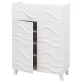 thumbnail of Kommode HWC-N86, Schrank Sideboard Anrichte, 3D-Wellen-Design Push-to-open Türen 107x76x36cm ~ weiß