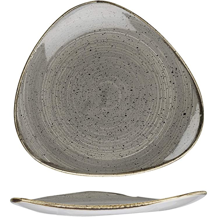 Churchill Dreieckiger Keramikteller aus Stonecast Grau 26,5cm