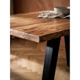 thumbnail of Esszimmertisch 120x60x76 cm Akazie Massivholz / Metall Esstisch Baumkante, Küchentisch Massiv mit U-Beinen in Schwarz, Holztisch Speisetisch