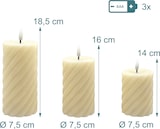thumbnail of Relaxdays LED Kerzen, 3er Set, 3 Größen, flackernde Flamme, Echtwachs, gedreht, flammenlose Stumpenkerzen, champagner