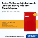 thumbnail of Exquisit Retro Vollraumkühlschrank RKS120-V-H-160E rot | Nutzinhalt: 122 L | Ohne Gefrierfach