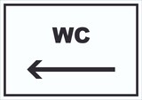 thumbnail of WC Schild mit Text und Richtungspfeil links Toilette Klo waagerecht A6 (105x148mm)