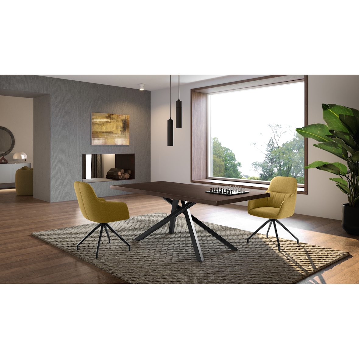 Spike - Fester Tisch (160 x 76 H cm) in schwarzer Esche
