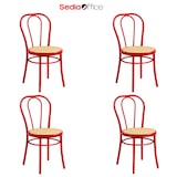 thumbnail of SEDIAOFFICE Set da 4 Sedie Modello Thonet in Metallo 88x48x42 cm Ideale Per Bar, Ristoranti, Sale e Bistrot ad Uso Interno e Esterno Rosso Lucido