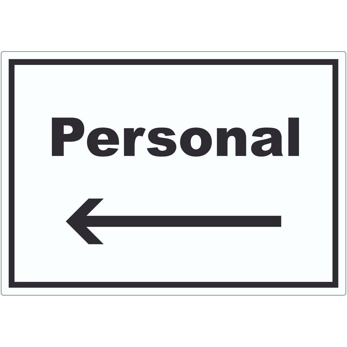Personal Aufkleber mit Text und Richtungspfeil links waagerecht A8 (52x74mm)
