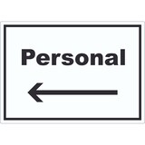 thumbnail of Personal Aufkleber mit Text und Richtungspfeil links waagerecht A8 (52x74mm)