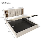 thumbnail of Merax Doppelbett mit Kabellosem Laden USB C, Polsterbett 180x200cm, Bettgestell mit Stauraum Lattenrost aus Holz-Natürlich Leine (Ohne Matratze)