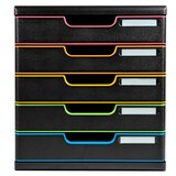 thumbnail of Exacompta 301914D 1x MODULO modulaire ladenbox met 5 gesloten laden voor A4+ documenten, Black Office, zwart-zwart-harlekijn