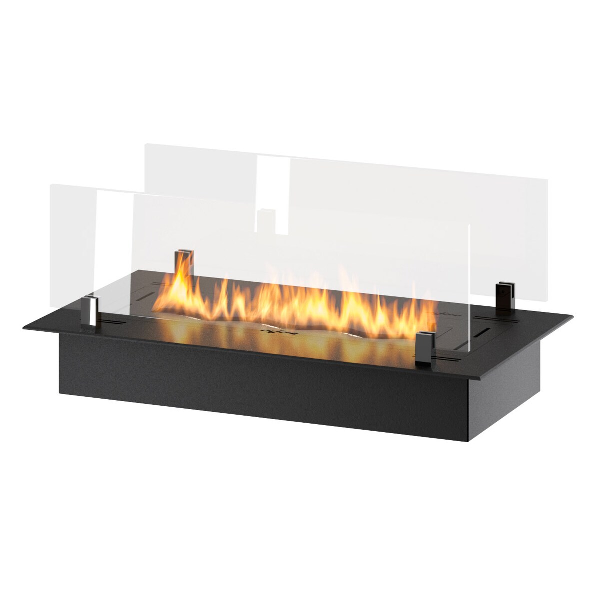 Bruciatore a Bioetanolo da Incasso 60x32x15 cm Insert Black 600 Nero con Vetro