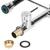 thumbnail of tectake Torneira de cozinha com dois monocomandos e chuveiro removível  Cinzento