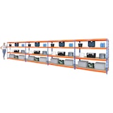 thumbnail of PROREGAL Mega Deal 4x Profi Schwerlastregal Rhino | HxBxT 180x200x60cm | 4 Spanplatten-Ebenen 8mm | Fachlast 500kg | Blau-Orange