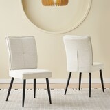 thumbnail of Esszimmerstühle 2er-Set, Chenille in Cremeweiß, mit schwarzen Metallbeinen, gepolstert, vielseitig für Esszimmer und Wohnraum