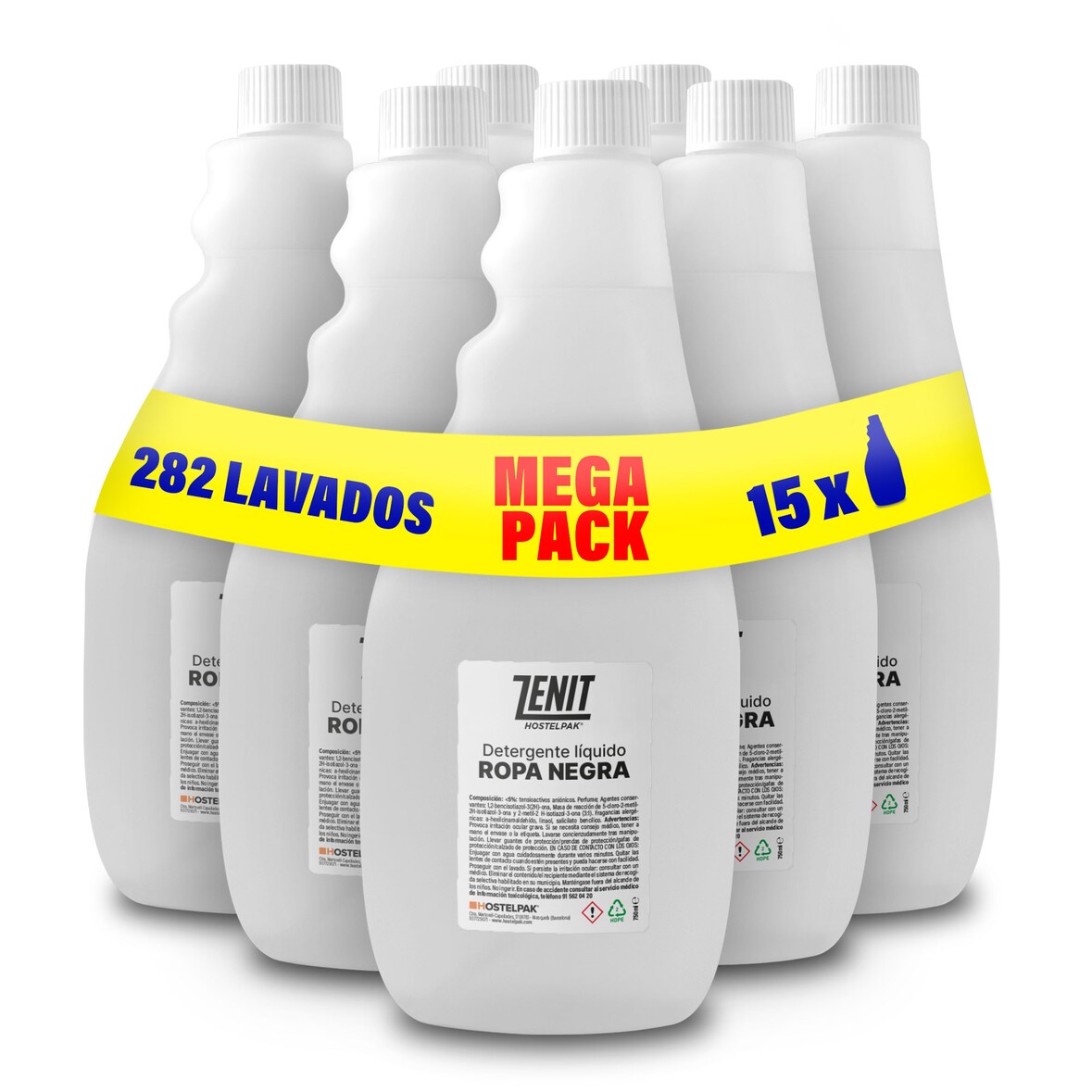 15 x 750ml - Detergente líquido Ropa Negra - Detergente lavadora líquido - Lavandería profesional
