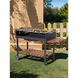 thumbnail of Tarrington House Grelhador a carvão Bratislava, aço/cmadeira de pinho, 143 x 68 x 90 cm, 2 rodas, prateleira lateral, grelhas reguláveis, preto