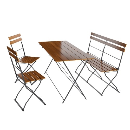 Biergarten Set Sitzgruppe Biergartenmöbel Garten Bank Stuhl Tisch 120x60 4tlg.