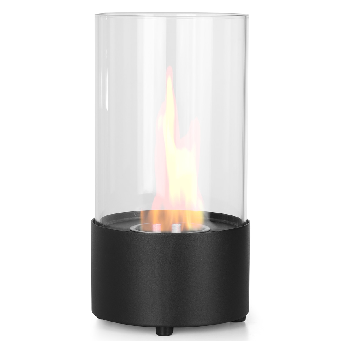 Moritz Ethanol Kamin Tischkamin I 30 x 15 x 15 cm schwarz I Tischfeuer rund I 300 ml Edelstahldose I Bioethanol Kamin I Bio Ethanol Kaminofen