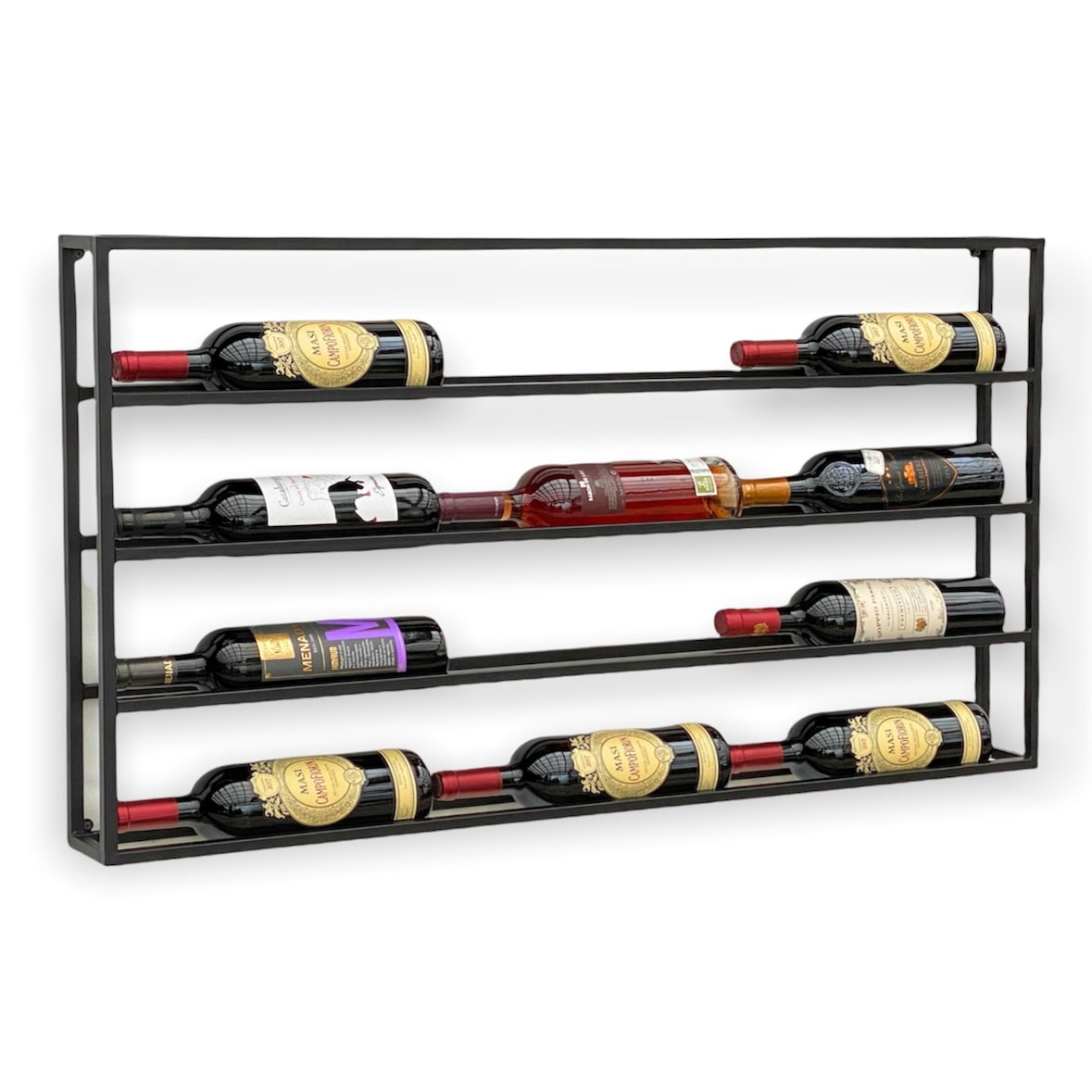 DanDiBo Weinregal Metall Wand 100 cm Schwarz Flaschenregal 96239 Flaschenhalter Wandmontage Modern Wandhalter Wandregal für 15 Flaschen