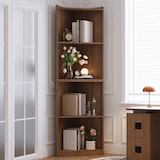 thumbnail of Eckregal MDF Walnussbraun 55x32x180 cm mit Kippschutz, hohes Standregal für Raumecken