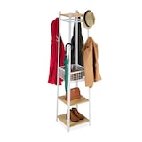 thumbnail of Relaxdays Garderobenständer, 3 Ablagen u. 8 Haken, HBT: 181x43x43 cm, Jackenständer mit Korb, Flur, Metall, weiß/natur