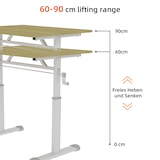 thumbnail of Schreibtisch höhenverstellbar 90x100x60 cm Holz mit Handkurbel, Metallgestell, kompakt für Homeoffice und Arbeitszimmer