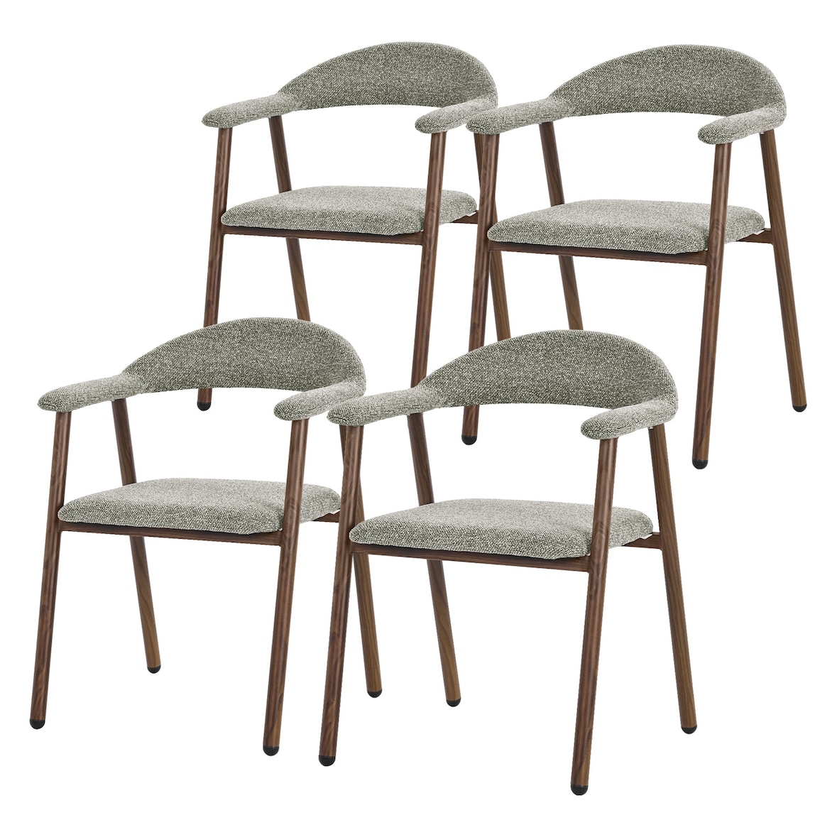 ML-Design Esszimmerstühle 4er Set mit Armlehne, Küchenstühle Grün, Wohnzimmerstühle mit Rückenlehne, Polsterstühle Stahlgestell, Ergonomische Sessel