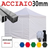 thumbnail of Gazebo 3x3 m bianco acciaio con laterali