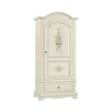 thumbnail of shopinnovativo -Armadio appendiabiti 1 anta 1 cassetto arte povera in legno massello e mdf con rifinitura in bianco filo verde con decori 95x56x196 H