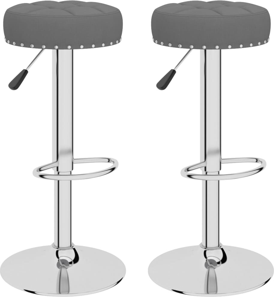 Barhocker KENTR höhenverstellbar 2er Set Dunkelgrau Stoff | Barstühle drehbar Küchenhocker Thekenhocker für Küche Hausbar