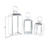 thumbnail of 3er Gartenlaternen Laternen Metall Windlicht Silber H24/33/41cm