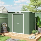 thumbnail of Outsunny cobertizo de jardín 213x130x172 cm base de 2,42 m² caseta de exterior metálica para almacenamiento de herramientas con 2 puertas correderas