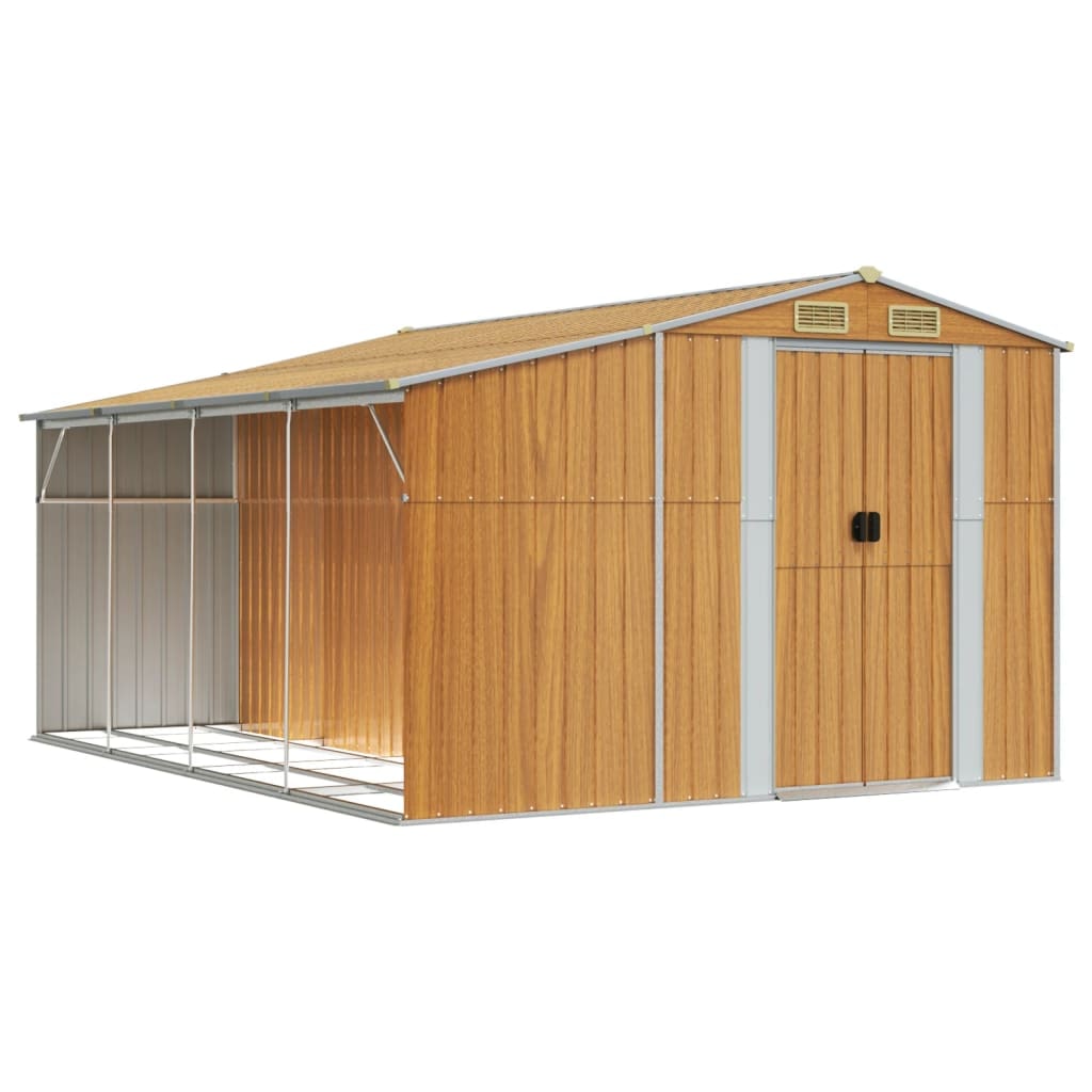 Abri de jardin marron clair 277x365,5x179 cm acier galvanisé Modèle AbriEverest 148