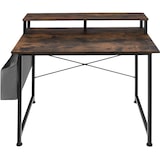 thumbnail of tectake Table de bureau avec étagère de rangement et poche en tissu - Bois foncé industriel, rustique, 120 cm - 404664